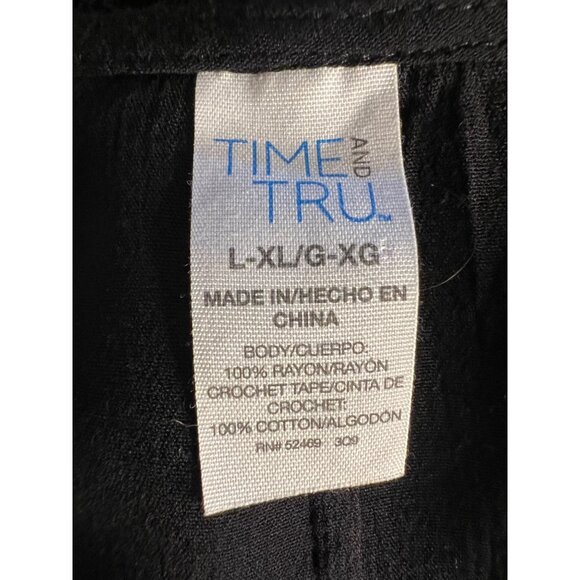 Time & True Black Cardigan Duster L-XL Gauze Goth Pockets Open Front Baggy - Picture 8 of 9